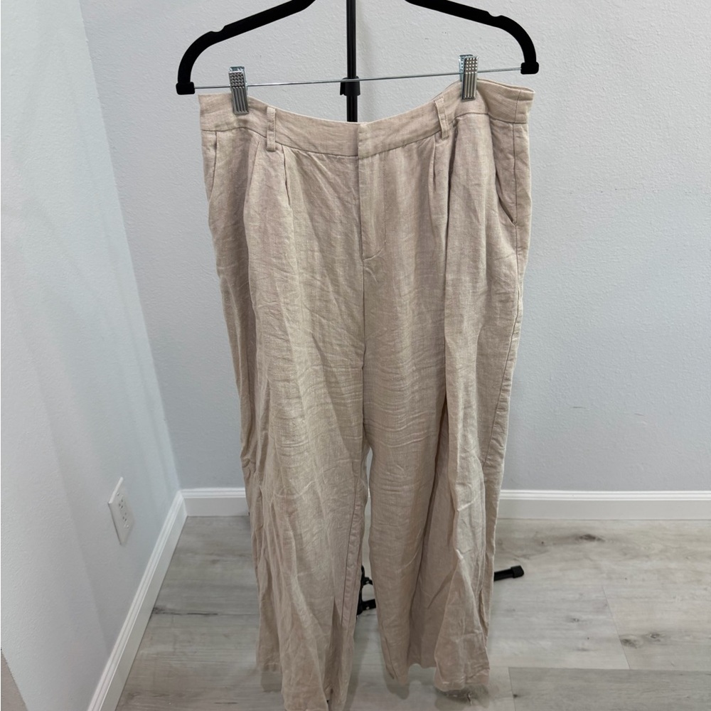DISSH Neutral Beige High-Waist Wide Leg Trousers